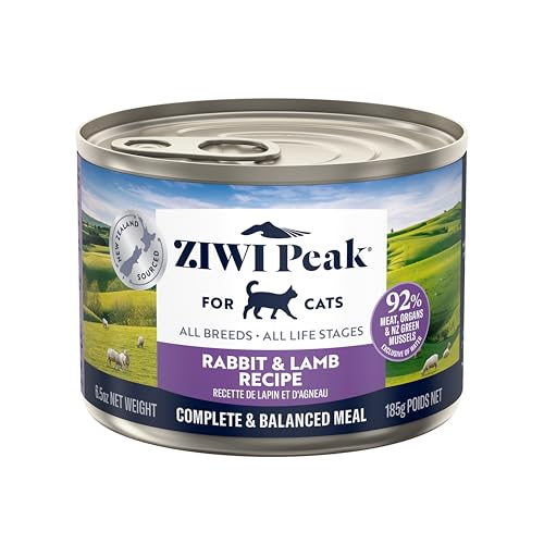 Image of ZIWI Peak Canned Wet Cat Food - All Natural, High Protein, Grain Free, Limited Ingredient, with Superfoods (Rabbit & Lamb, 12-pack of 6.5oz Cans)