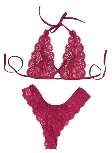 Image of Xs and Os Women Cross Style Lace Bra Panty Lingerie Set