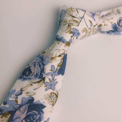 Image of Mantieqingway Men's Cotton Floral Neck Tie 2.56'' Printed Skinny Tie
