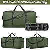 Finnhomy 120L Foldable Rolling Duffel Bag with 3 Wheels, Light Weight Travel Duffel bag with Large Loading Capacity, 32'' Rolling Duffel bag with Shoulder Strap (Green) #2