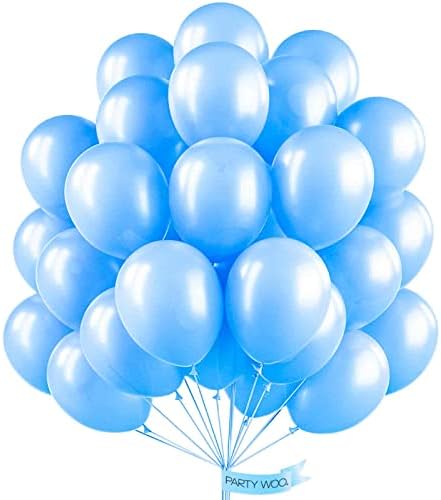 PartyWoo Blue Balloons 50 pcs 12 Inch Navy Blue Balloons Pearl Balloons, Assorted Blue Balloons for Navy Blue Party Decorations, Blue Baby Shower, Birthday Decorations