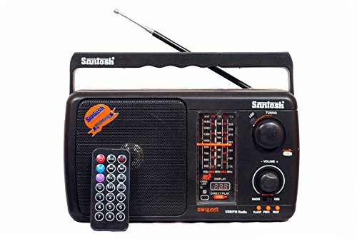 Santosh Five Band Portable FM Radio with USB with Remote Control (Models May Vary)