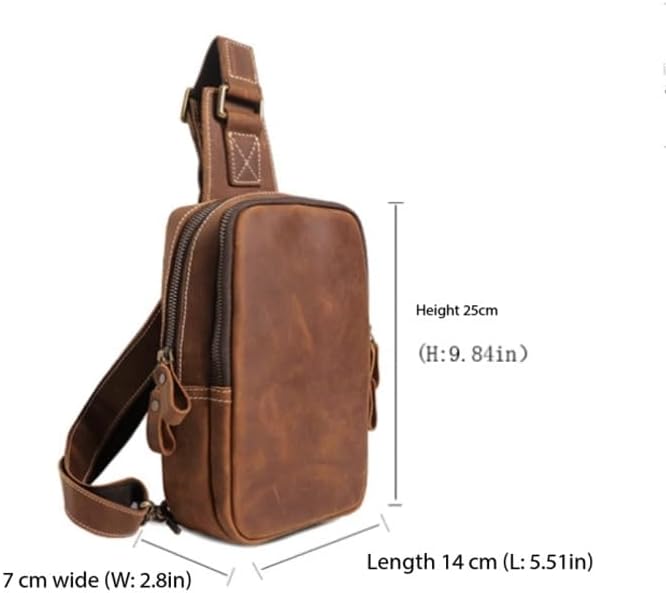 Men's Crossbody Backpack Large Capacity Single Shoulder Leather Small Bag