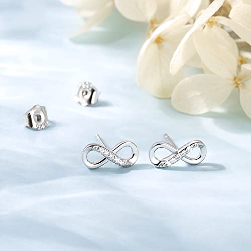Women Earrings Studs 925 Sterling Silver Stud Earrings for Women Infinity Love Round Cut CZ Jewelry Women3