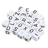 Newin Star Accesorio 290 Piezas granos de los cubos del alfabeto de acrílico mezclados inferior blanca granos de acrílico negro para los cubos del alfabeto de joyas Hacer