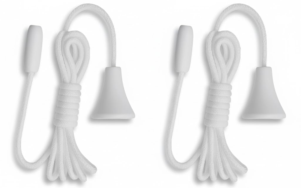 Taps2Traps 2pcs Replacement White Pull Cord for Bathroom Ceiling Switch, Nylon String Bathroom Light Pull Cords with Toggles Light-1.5m