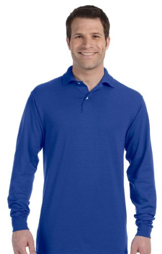 Jerzees 50/50 Long Sleeve Knit Polo with SpotShield Stain Resistance, M, Royal