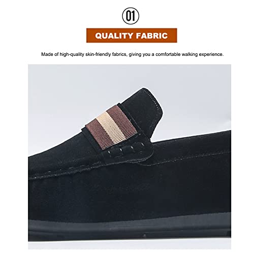 Men's Suede Round Toe Soft Sole Loafers,Breathable Comfortable Slip On Flat Boat Shoes Casual Fashionable Walking Shoes3