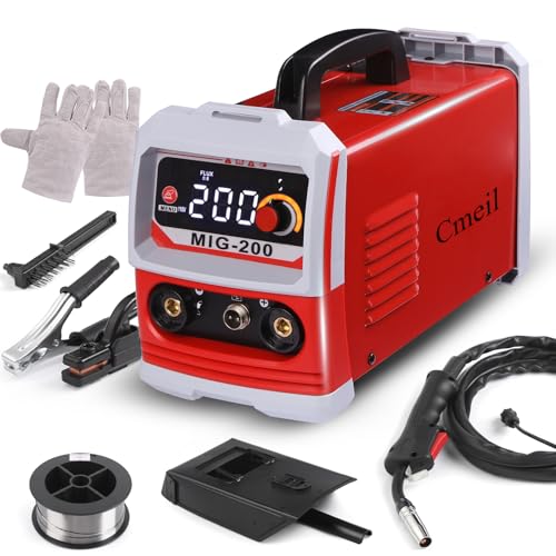 Image of Cmeil MIG Welder 110V, 200Amp Flux Core Welder, 3-in-1 Stick/Lift TIG/MIG Welding Machine IGBT Inverter Welder, Gas Welding Machine,Portable Digital Welder with Synergic Control & Display