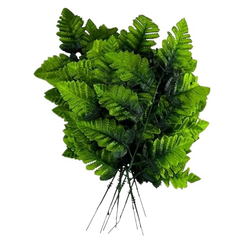 hhdatc 24PCS Artificial Silk Fern Leaves (16-Inch) Realistic Leather Leaf Fronds for Wedding Bouquets & Home Floral Décor