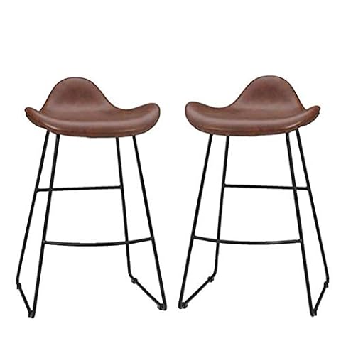 Bar stool set of 2, PU artificial leather dining chair vintage brown Cover