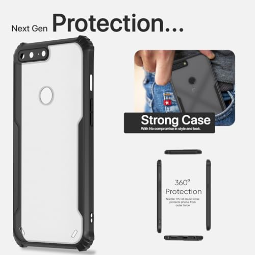 Image of Outlouders Back Cover for OnePlus 5T | Ultra Hybrid Transparent | Full Camera Protection | Raised Edge | Crystal Clear Bumper Case (Black)