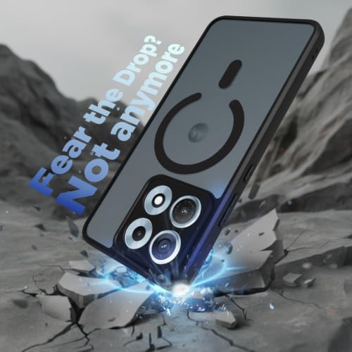 Image of RIGGEAR Shockproof Sleek Hybrid Armor Magnetic Back Cover Case Compatible with MagSafe Accessories for Motorola Moto Edge 70 Max 5G (Smoke Black Matte PC + Black TPU Bumper)