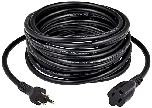 Image of Amazon Basics Extension Cord, 25 Ft, 3 Prong Outlet Extender, Indoor Power Cord, 13 Amps, 125V, Black