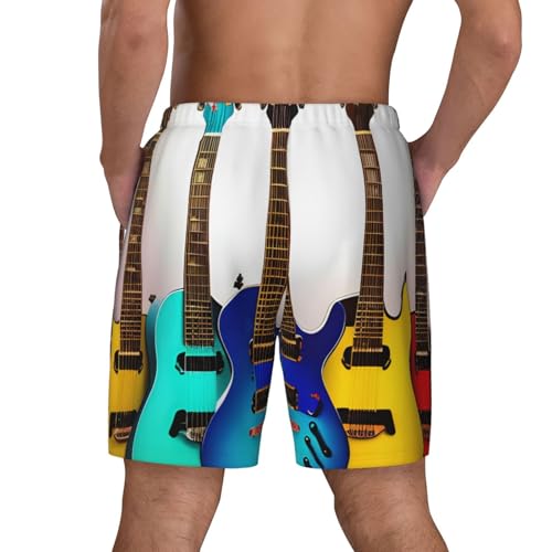 Pantalones cortos de natación para hombre con guitarras: ropa de playa, piscina y surf casual 7