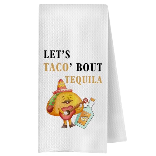ChenCraty Tequila Gifts Kitchen Towels, Tequila Lover Gifts Dish Tea Bar Towels for Mexican Kitchen Bar Cart Decor, Bartender Gifts Decorative Hand Towels, 16x24 Inches