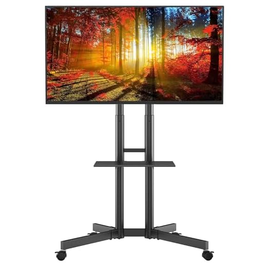 BONTEC Mobila TV-stativ på Hjul för 32-70 tums LCD LED OLED-Plasmaskärmar, Höjdjusterbar Rullande TV-vagn med ett Fack upp till 50kg, Fristående TV-stativ med fästen för Max VESA 600x400mm