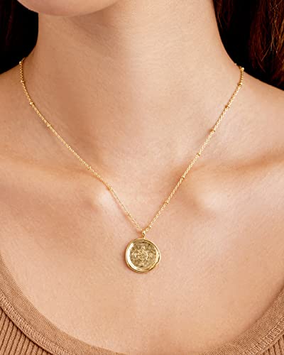 gorjana - Compass Coin Pendant Necklace 3/4 inch - 18k Gold or Silver Plated - Adjustable 17-19 inch Chain - Spring Ring Closure - Long-Lasting3