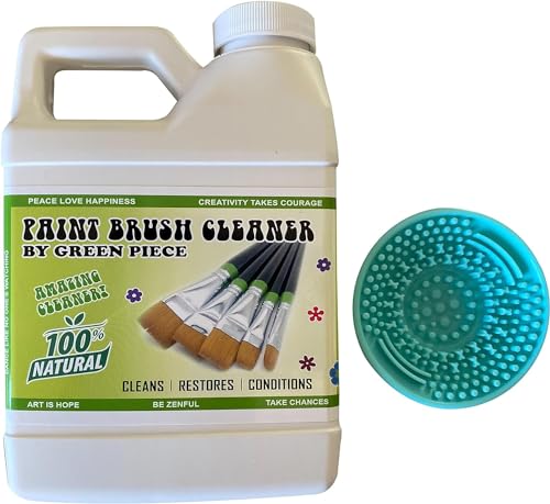 Image of Green Piece Completely Non-Toxic Paint Brush Cleaner (Made in USA) for Paint Cleanup for Brushes (Combo Pack - Paint Brush Cleaner with Mat)