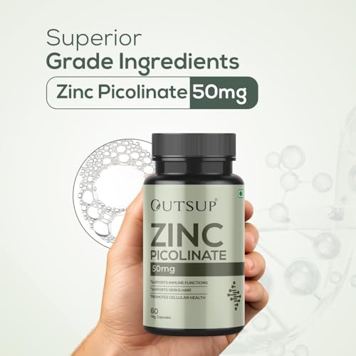 Image of Zinc Picolinate 50 mg - High Absorption Chelated Zinc Supplement for Men & Women - Immune Support, Skin & Hair Health - Supports overall wellness, Muscle Strength & Metabolism - 60 Capsules