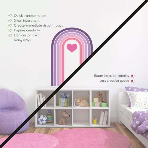 Vinilo Decorativo Corazones Arcoíris Rosa y Púrpura miniatura 6