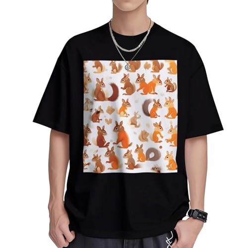T-shirt écureuils en coton pour femme : tunique ample col rond d'été