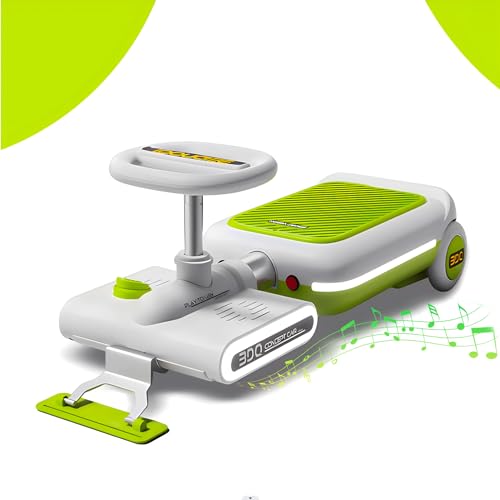 JMOUZHG Limpieza de Karts para niños,Ride On Mop Floor Cleaner Go Carts con Luces y música,Mini Kart portátil - Cuerpo Ajustable retráctil (Green)