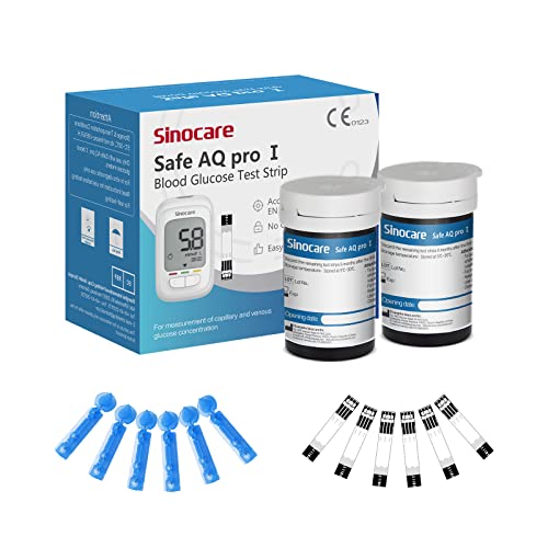 Sinocare Safe AQ Pro I Blood Glucose Test Strips 50pcs & Lancing Devices 50pcs