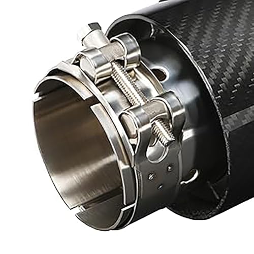 Krtopo 2,5" (63 mm) tłumik wydechowy, włókno węglowe i stal nierdzewna, tłumik, ogon, końcówka rury, tłumik samochodowy, adapter do rury wydechowej, uniwersalnie regulowany (błyszczący, czarny