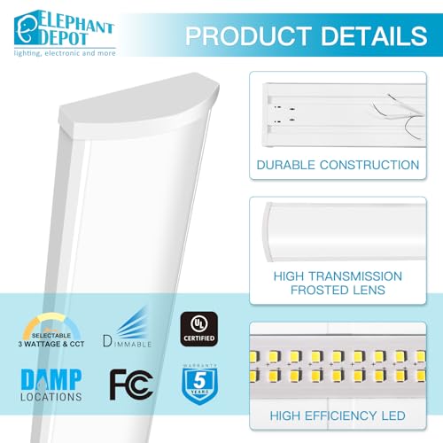 Image of ED 4PK 4FT LED Wraparound Light, 48 inch Led Light Fixture, 54W, 6210LM, 3500 /4000 /5000K, 120-277V Commercial 4FT Led Light Fixtures for Garage,Laundry Room,Warehouse,Closet,Shop,UL & DLC