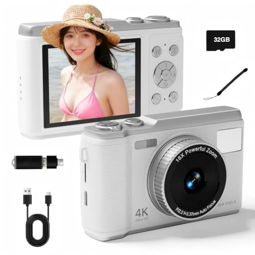 �f�W�^���J���� �g�ѓd�b�œ��e��ǂݎ�邱�Ƃ��ł��܂� 4K 5000����f �f�W�J�� 2.8 �C���`�X�N���[�� 16 �{�f�W�^���Y�[�� �I�[�g�t�H�[�J�X �ߐڎB�e �莞�B�e �����t���b�V�� 32GB�}�C�N��SD�J�[�h�t�� �E�F�u�J���� �R���p�N�gVLOG