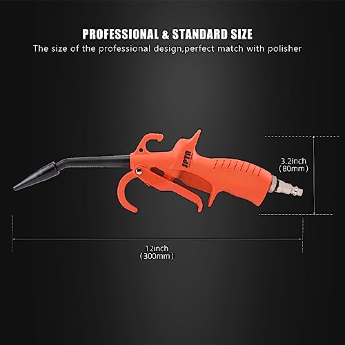 Air Pressure Blow Gun, SPTA 100mm High Power Air Detail Nozzle Blow Gun, Air Blow Gun with Anti-slip Rubber Coated Metal Handle, Adapt to Car Clean Care, Computer dust removal and household cleaning