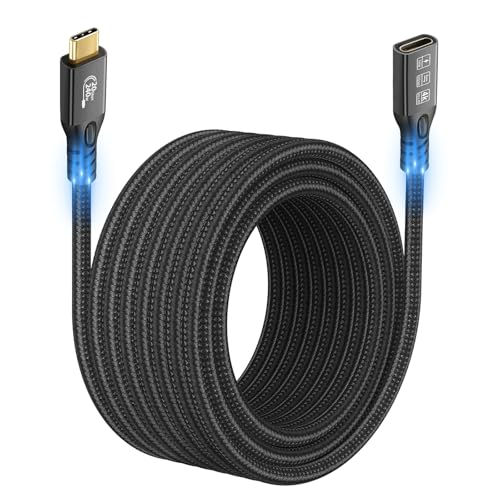 20Gbps USB C 3.2 Extension Cable, USBC 3.2 Gen2 Type-c Male to Female Extender Cable Ultra HD 4K@60Hz 240W Charging 20Gbps Data Transfer Compatible with External SSD eGPU (Extension 20G 240W-5M)