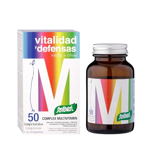 SANTIVERI - Complex Multivitamin, Complemento Alimenticio Multivitaminas y Minerales, Energía, Vitalidad y Defensas, Apto para Mujeres y Hombres - 50 Comprimidos