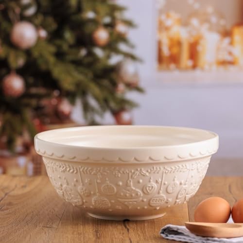 Mason Cash Deck the Halls S18 (2.85 Qt.) Mixing Bowl | Cream - Thumbnail 2