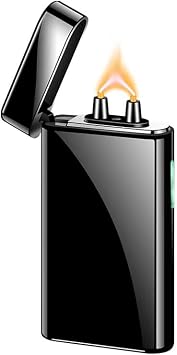 Plasma Rechargeable Electric Lighter with LED Battery Indicator Strong Flame, USB Convenient Charging, Windproof Lighter OutdoorC-Black