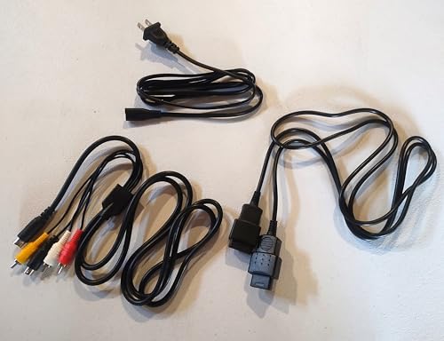 Image of Trinity Marketplace Sega Saturn Cable Bundle | S-Video Cable (Silver), AC /Power Cord, and Controller Extension Cord (6 ft) - Bundled