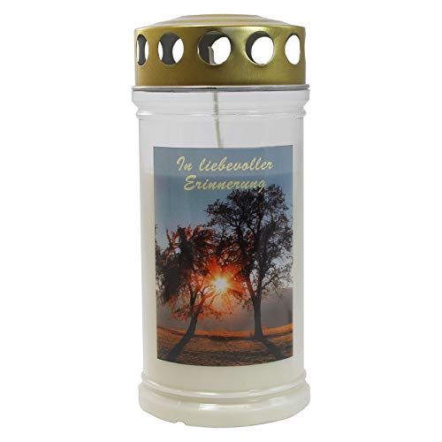 Grabkerze - Grablicht - Motivkerze - Gedenkkerze -Motiv Baumpaar Dauerbrenner 70-90 Std.