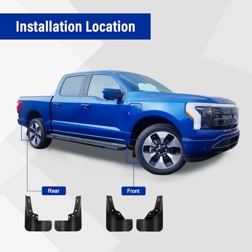 Image of Mud Flaps Kit for 2022-2024 Ford F-150 Lightning Mud Flaps Kit Mud Splash Guard Front and Rear 4-PC Set Fender Mud Guard Accessories No Need to Drill Holes, Black
