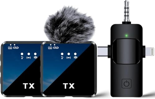 Image of coku F11-2 Wireless Lavalier Microphone 3-in-1 | Noise Cancelling Mic for YouTube, Vlogging, Interviews, Streaming | Compatible with Android, iPhone, Cameras, Laptop