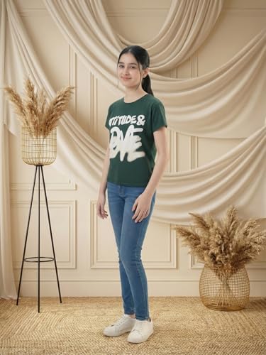 Image of Li'l Tomatoes Girls 100% Cotton Graphic T-Shirt | Attitude & Love Print Summer Top | Soft & Breathable Casual Wear | Short Sleeve Tee | 11-16 Years