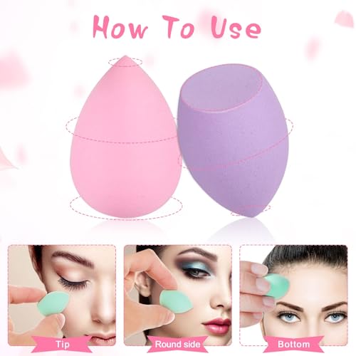 Juego de 40 esponjas maquillaje, mini multicolor beauty blender cara, secas y húmedas, para base, corrector, BB Cream y contorno, sin látex, aptas para polvo, crema y maquillaje líquido, - imagen 3