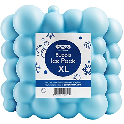 Komax Large Bubble Ice Packs for Coolers 3-Pack | 12 to 15 Hours, Long Lasting Cooler Ice Packs | 7.1â€ x 6.1â€ Slim & Flexible Freezer Packs | Reusable Ice Packs for Coolers