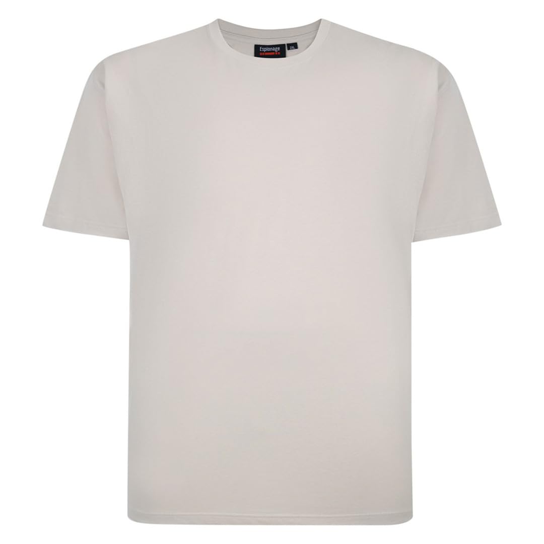 Espionage T-Shirt Crewneck Plain Short Sleeve Classic Mens Plus Size 2XL-8XL T015 (UK, Alpha, 6XL, Plus, Regular, Ecru)