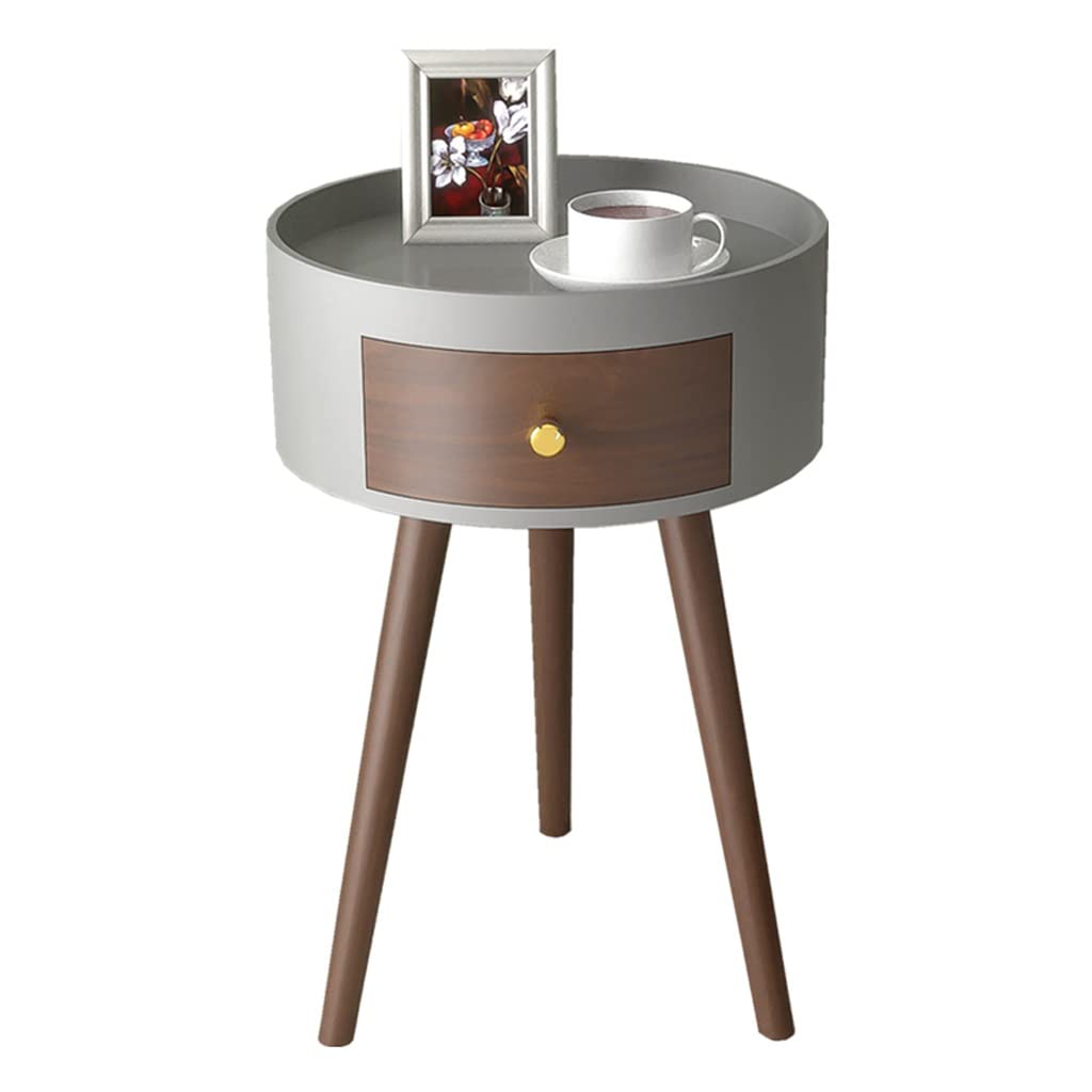 Table de chevet ronde chic grise en version ultra étroite pour intérieur moderne