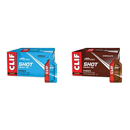 Clif Shot - Energy Gels - Vanilla - Non Caffeinated - 24 Count + Clif Shot - Energy Gels - Chocolate - Non Caffeinated - 24 Count #TOP17