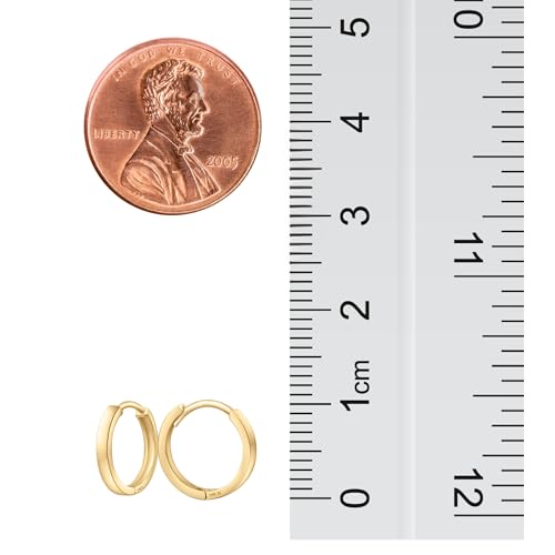 Image of 14k Solid Gold Huggie Earrings, Real Gold Earrings, Plain Gold Huggie Hoop Earrings, Simple Gold Huggie