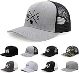 International Tie Hat for Men and Women, Snapback Trucker Baseball Cap, Embroidered Cross Logo (WIS - Wisconsin, Grey Black)