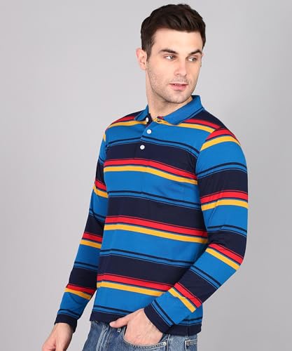 Image of INKKR Polo Neck Full Sleeve Striped Men's Tshirt