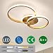 Produktbild Modern Deckenlampe Einfach Ringlicht LED Dimmbar Deckenleuchte, mit Fernbedienung, Wohnzimmer Schlafzimmer Bür Halle Esszimmer Dekor Lampe 220V Gold Innenbeleuchtung Pendellampe (2 Ringe)